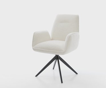 DELIFE Draaistoel Zoa-Flex bouclé zacht beige kruisframe breed zwart 360° draaibaar rocker-functie pocketveer kern