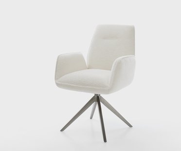 DELIFE Draaistoel Zoa-Flex bouclé zacht beige kruisframe breed grafiet 360° draaibaar rocker-functie pocketveer kern
