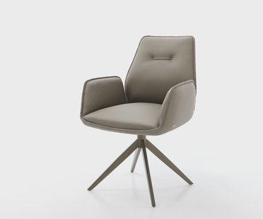 DELIFE Draaistoel Zoa-Flex echt leer mud kruisframe breed afwerking met titanium 360° draaibaar rocker-functie