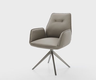 DELIFE Draaistoel Zoa-Flex echt leer mud kruisframe breed grafiet 360° draaibaar rocker-functie