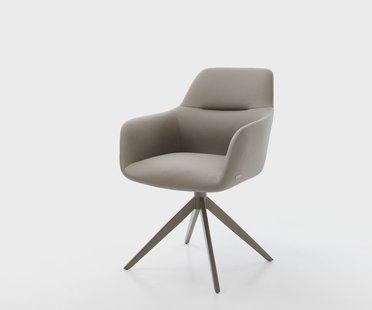 DELIFE Draaistoel Pejo-Flex echt leer mud kruisframe breed afwerking met titanium 360° draaibaar rocker-functie pocketveer kern