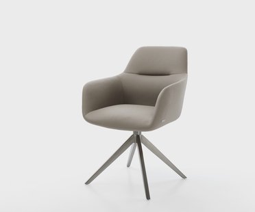 DELIFE Draaistoel Pejo-Flex echt leer mud kruisframe breed grafiet 360° draaibaar rocker-functie pocketveer kern