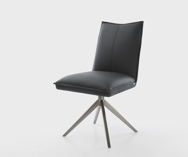 DELIFE Draaistoel Lelio-Flex echt leer zwart kruisframe breed grafiet 360° draaibaar rocker-functie pocketveer kern