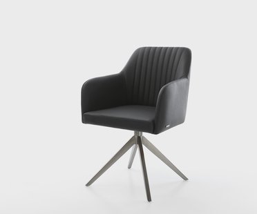 DELIFE Draaistoel Greg-Flex echt leer zwart kruisframe breed grafiet 360° draaibaar rocker-functie pocketveer kern