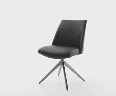 DELIFE Draaistoel Elso-Flex echt leer zwart kruisframe breed grafiet 360° draaibaar rocker-functie pocketveer kern