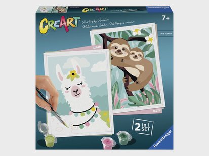 RAVENSBURGER Malset Schilderen op nummer (Lama en luiaard)