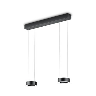 Knapstein LED hanglamp Zera-2, lengte 70 cm, zwart, prismatische kap