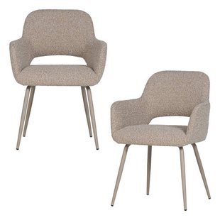 WOOOD Jenny eetkamerstoelen met armleuningen - zand (set van 2)