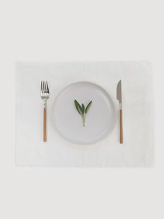 Linnen placemat White Fringes