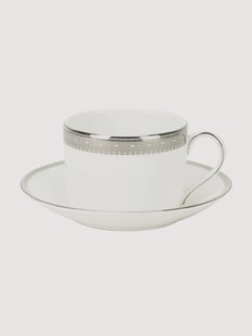 Fine Bone China theekopje &amp; schoteltje Vera Wang Lace Platinum