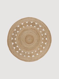 Rond laagpolig juten vloerkleed Natural Fibers