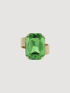 Peridoot ring Lady Di, met Swarovski-kristallen