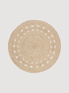 Rond handgeweven juten vloerkleed Natural