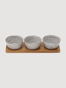 Kleine schalen Artisan met acaciahouten dienblad, 4-delig