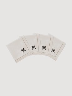Handgeborduurde servetten Bows, 4-delig