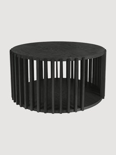 Ronde salontafel Drum van eikenhout met opbergruimte