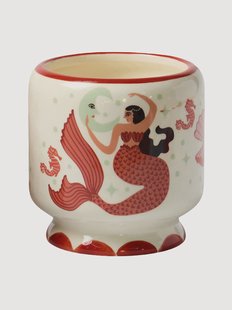 Geurkaars Mermaid &amp; Moon (gember, teakhout) van keramiek