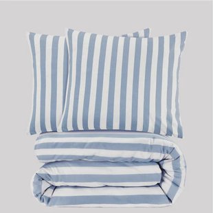 NOUS Living katoenen gestreept 2-persoons dekbedovertrek 200x220 cm - blauw