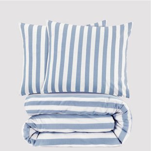 NOUS Living katoenen gestreepte lits-jumeaux dekbedovertrek 240x220 cm - blauw