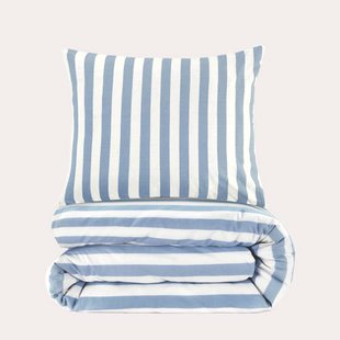 NOUS Living katoenen gestreepte 1-persoons dekbedovertrek 140x220 cm - blauw