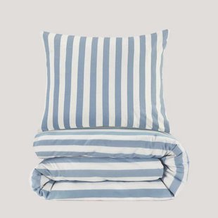 NOUS Kids katoenen gestreepte kinderdekbedovertrek 120x150 cm - blauw