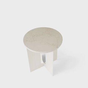 Audo Copenhagen Androgyne Bijzettafel, Marble Crystal Rose-ivory ,Ø42 cm