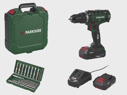 PARKSIDE Accu-schroefboormachine set 20 V 45 Nm, met accu 2 Ah en lader 2,4 A, incl. 17-delige accessoireset