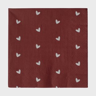 DBKD Heart papieren servet 33x33 cm 20-pack Dark red