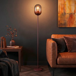 EGLO Vloerlamp Lequile, bruin, glas, metaal, E27, hoogte 140 cm