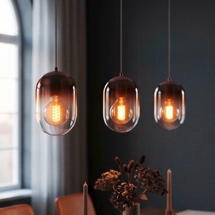 EGLO Hanglamp Lequile, 3-lamps, bruin, glas, E27