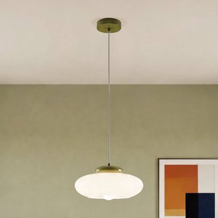 EGLO Hanglamp Berardelli, wit/groen, plat, Ø 30 cm, glas