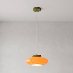 EGLO Hanglamp Berardelli oranje/groen, plat, Ø 30 cm, glas, E27