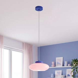 EGLO Hanglamp Berardelli roze/blauw, plat, Ø 30 cm, glas, E27