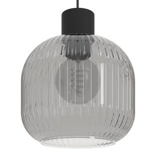EGLO Hanglamp Dasmina, Ø 20 cm, rookgrijs/zwart, glas, E27