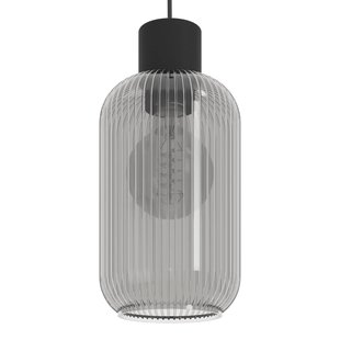 EGLO Hanglamp Dasmina, Ø 13 cm, rookgrijs/zwart, glas, E27