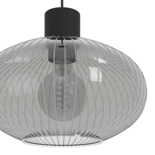 EGLO Hanglamp Dasmina, Ø 25 cm, rookgrijs/zwart, glas, E27