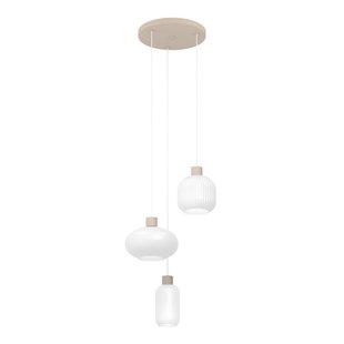 EGLO Hanglamp Dasmina, 3-lamps, wit/zandkleurig, glas, E27