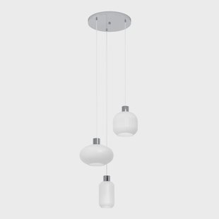 EGLO Hanglamp Dasmina, 3-lamps, wit/chroom, glas, E27