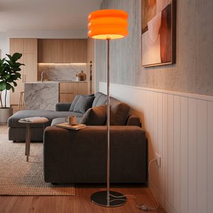 EGLO Vloerlamp Tortora, oranje, glas, metaal, hoogte 153 cm, E27