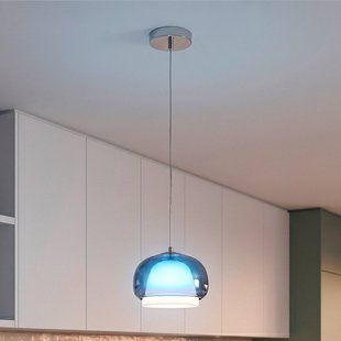 EGLO Hanglamp Belomontejo, Ø 22 cm, blauw-transparant, glas