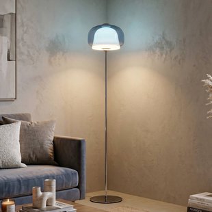 EGLO Vloerlamp Belomontejo, blauw-transparant, glas, staal, E27