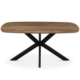 Giga Meubel Eettafel Jaimy - Deens Ovaal Donkerbruin Hout - 160x90x76cm