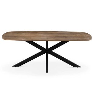 Giga Meubel Eettafel Jaimy - Deens Ovaal Donkerbruin Hout - 200x100x76cm