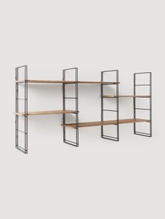 Metalen wandrek Tayo met mangohouten planken