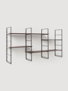 Metalen wandrek Tayo met mangohouten planken