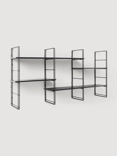 Metalen wandrek Tayo met mangohouten planken