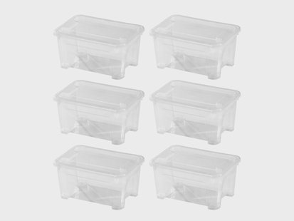 W5 Set van 6 opbergboxen met deksel, 5 L