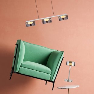HELL LED hanglamp Dune, nikkel/chroom, lengte 70 cm, metaal, 3-armig.