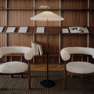 Nebra LED vloerlamp, zwart/wit, 150 cm, textiel - New Works - Woonkamer - Designer - Metaal - 1 lamp
