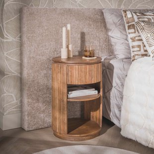LifestyleFurn Nachtkastje Sharmila Mangohout, Met 1 lade - Bruin
